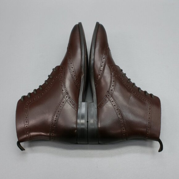  Design Men\'s 10 (9 UK) Brogue Brown Leather Lace-up Wingtip Ankle Boots main image 11